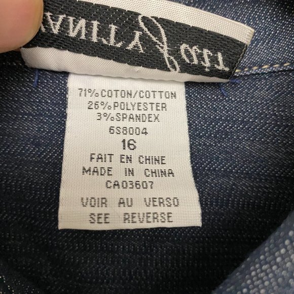 Coastal Grandma Vintage Vanity Fair Women Snap Button Shirt Size 16 XL Denim - Picture 7 of 9